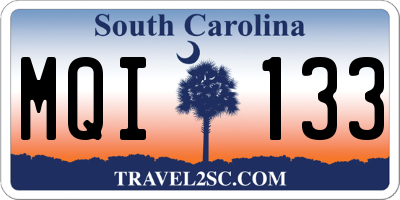 SC license plate MQI133