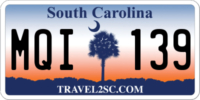 SC license plate MQI139
