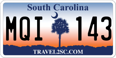 SC license plate MQI143