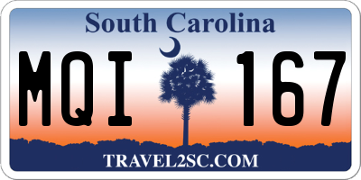 SC license plate MQI167