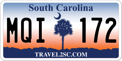 SC license plate MQI172