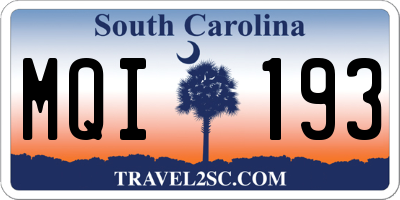 SC license plate MQI193