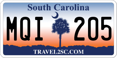 SC license plate MQI205