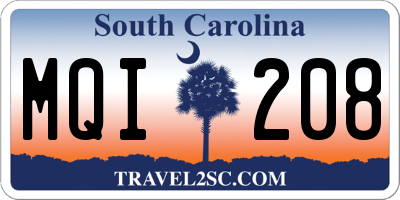 SC license plate MQI208