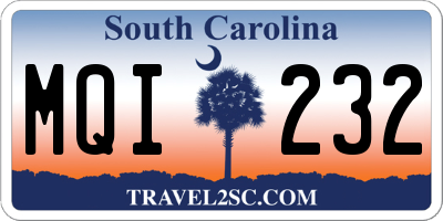 SC license plate MQI232