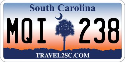 SC license plate MQI238