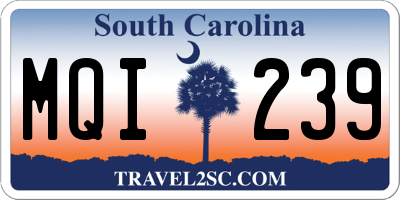 SC license plate MQI239