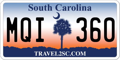 SC license plate MQI360