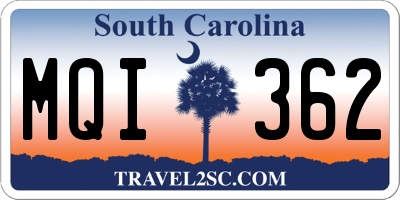 SC license plate MQI362