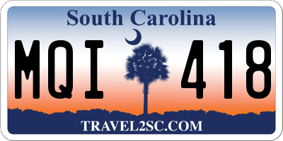 SC license plate MQI418