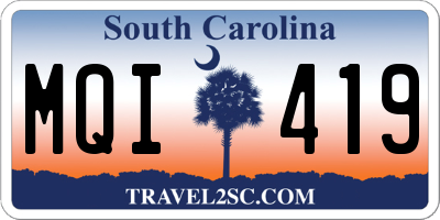 SC license plate MQI419