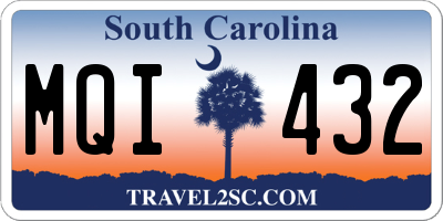 SC license plate MQI432