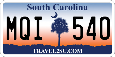 SC license plate MQI540