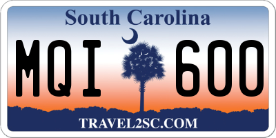 SC license plate MQI600