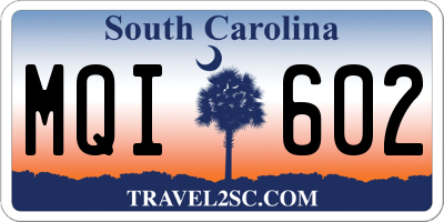 SC license plate MQI602