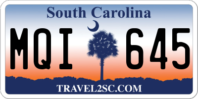 SC license plate MQI645