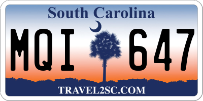 SC license plate MQI647