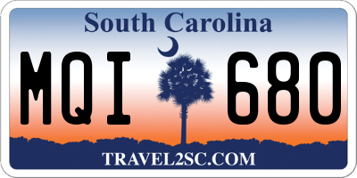 SC license plate MQI680
