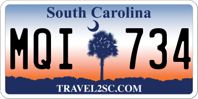 SC license plate MQI734
