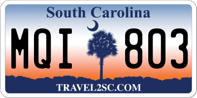 SC license plate MQI803