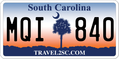 SC license plate MQI840
