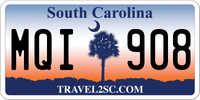 SC license plate MQI908