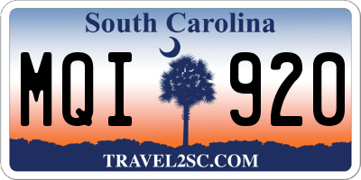 SC license plate MQI920