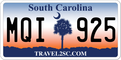 SC license plate MQI925