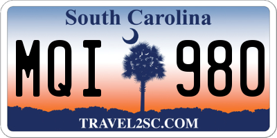 SC license plate MQI980