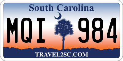 SC license plate MQI984