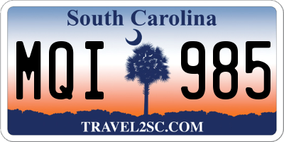 SC license plate MQI985