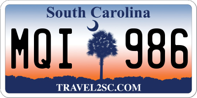 SC license plate MQI986