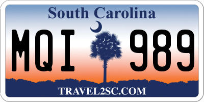 SC license plate MQI989