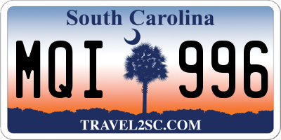 SC license plate MQI996