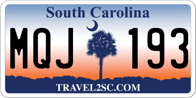 SC license plate MQJ193