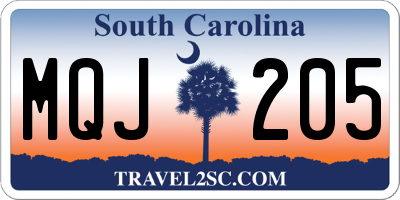 SC license plate MQJ205