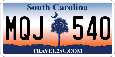 SC license plate MQJ540