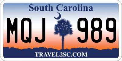 SC license plate MQJ989