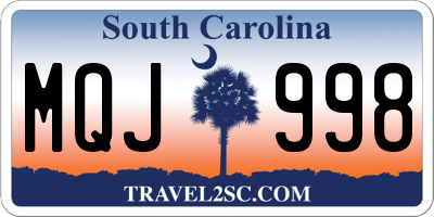 SC license plate MQJ998