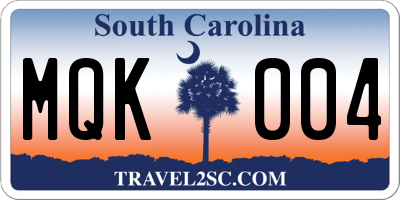 SC license plate MQK004