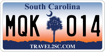 SC license plate MQK014