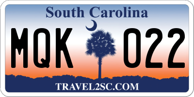 SC license plate MQK022