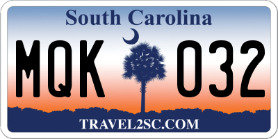 SC license plate MQK032