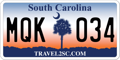 SC license plate MQK034