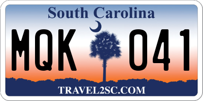 SC license plate MQK041