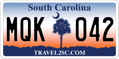 SC license plate MQK042