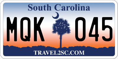 SC license plate MQK045