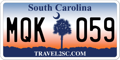 SC license plate MQK059