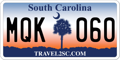 SC license plate MQK060