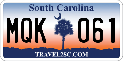 SC license plate MQK061